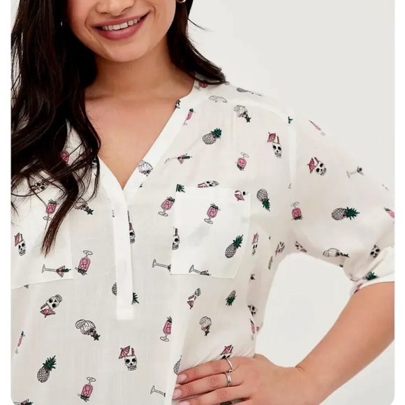 TORRID Harper Pullover Blouse - Happy Hour White - Picture 2 of 8